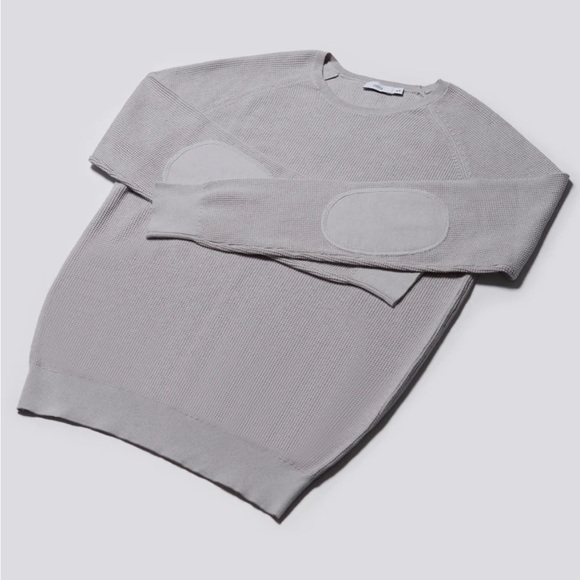 NEW⚓️Onia Men Waffle Knit Cotton Cashmere Crewneck Sweater XL Heather Gray - Picture 5 of 10